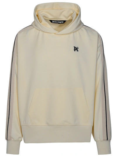 Palm Angels White Polyester Sports Sweatshirt In Bianco Nero