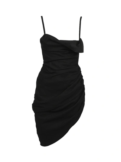 Jacquemus Saudade Draped Dress In Black