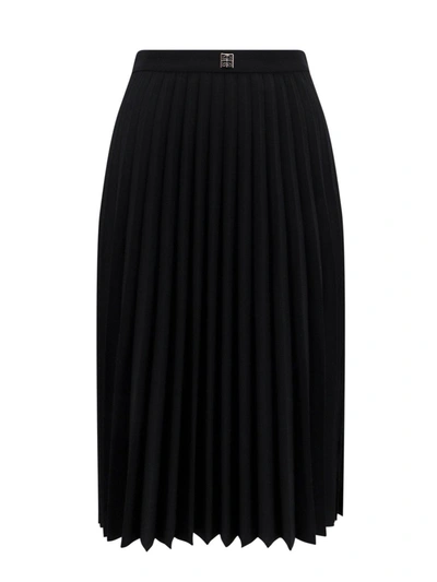 Givenchy 4g-plaque Pleated Midi Skirt In Black