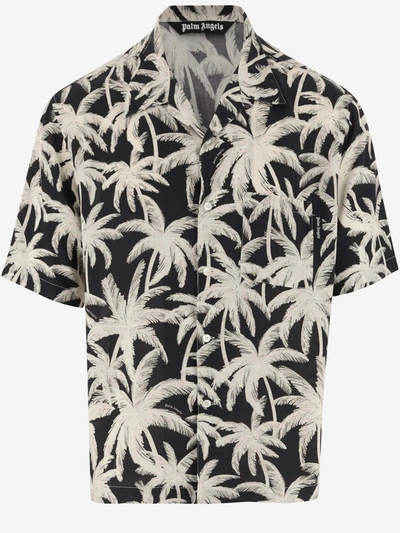 Palm Angels Viscose Palms Shirt In Black