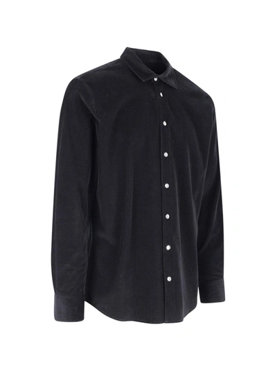 Moncler Velvet Shirt In Black