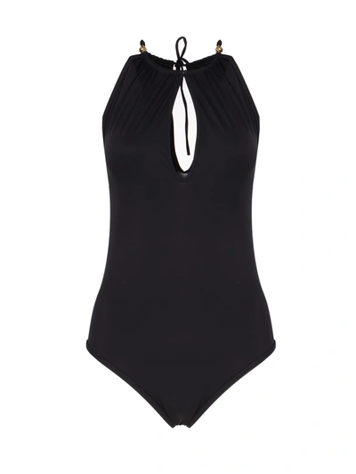 Bottega Veneta Knot Detailed Stretch Swimsuit In Black