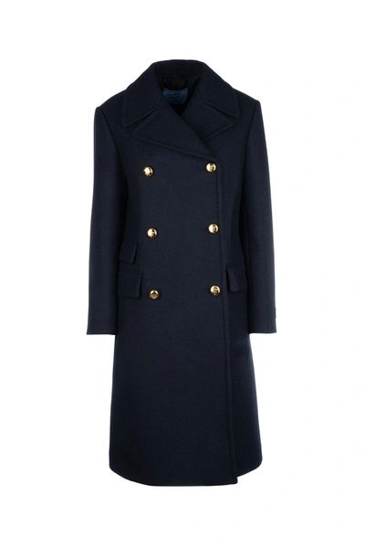 PRADA PRADA LOGO PATCH DOUBLE-BREASTED COAT