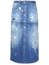 Dsquared2 Distressed-effect Denim Midi Skirt In Blue