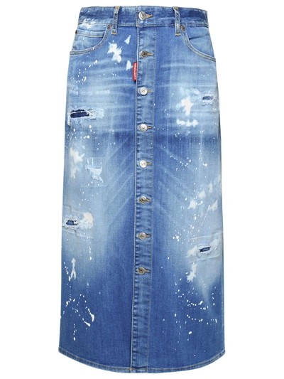 DSQUARED2 DSQUARED2 BLUE COTTON BLEND SKIRT