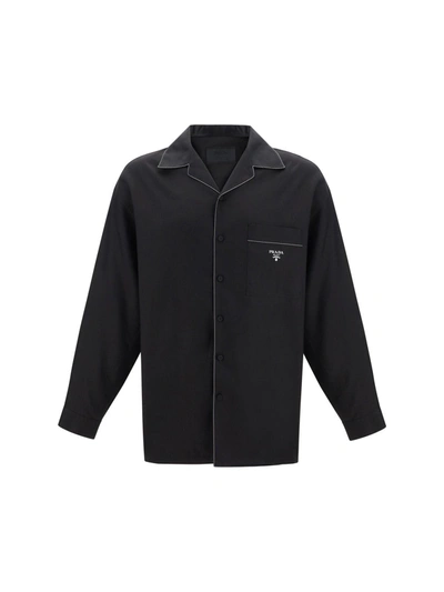 PRADA PRADA CONTRASTING-TRIM BUTTON-UP PYJAMA SHIRT