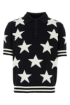 BALMAIN BALMAIN TWO-TONED STAR INTARSIA-KNIT POLO SHIRT