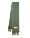 Acne Studios Logo-appliqué Contrasting-trim Scarf In Green