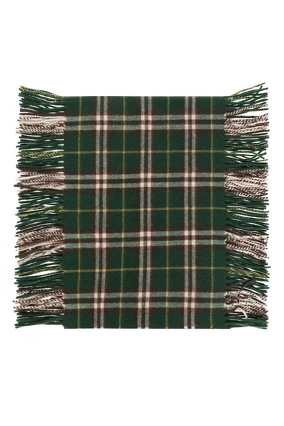 Burberry Checked Fringed Scarf In Green