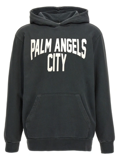 Palm Angels Pa City Washed Hoody In Grigio