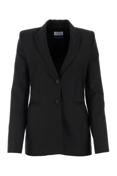 Off-white Off White Woman Black Tech Jersey Blazer In Nero