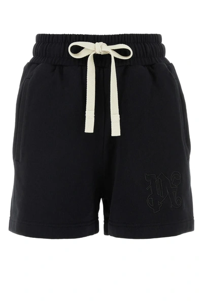 Palm Angels Black Cotton Shorts In Nero