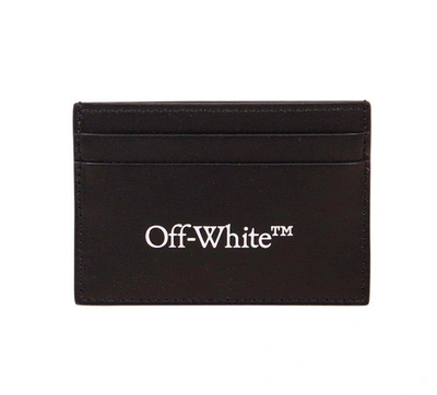 Off-white Bookish Logo Printed Cardholder In Nero E Bianco