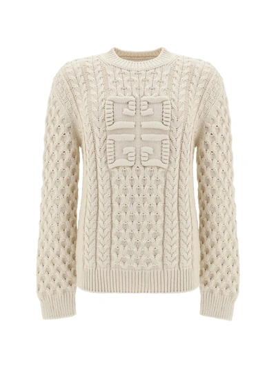 Givenchy Man Sand Cotton Blend Sweater In White