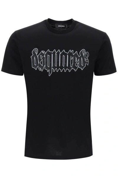 Dsquared2 Embellished-logo Crewneck T-shirt In Black