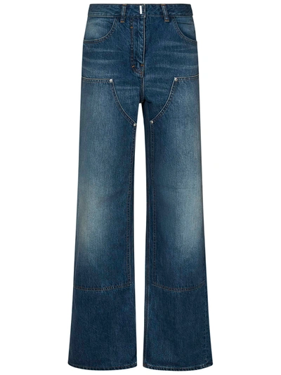 Givenchy Women's Oversized Jeans In Denim With Patches In Blu