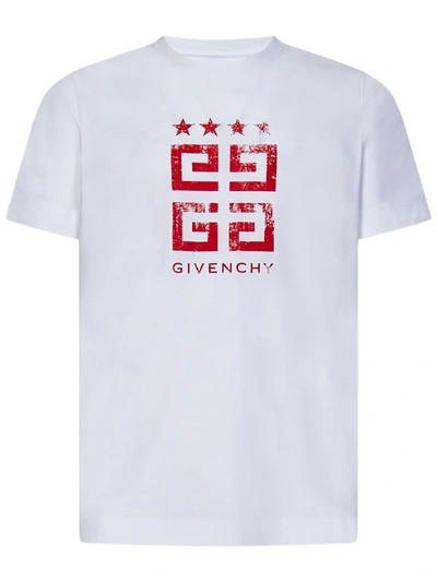 Givenchy 4g Stars T-shirt In Cotton In Bianco