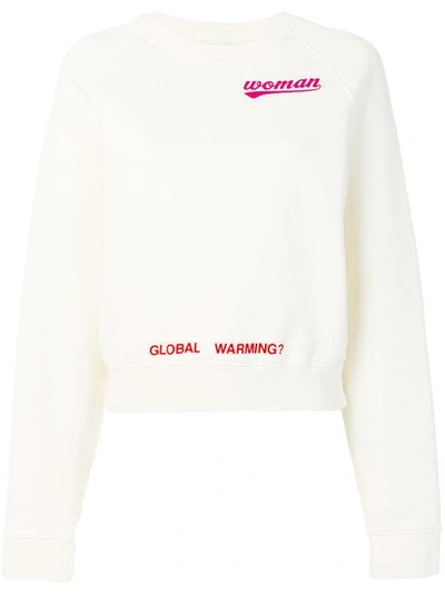 Off-white Watercolor Rose Cropped Sweatshirt In White. In White Multi