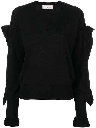 Laneus Embellished Sleeve Sweater In Black