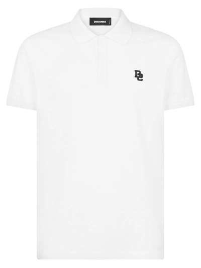Dsquared2 Cotton Pique Polo Shirt In Bianco