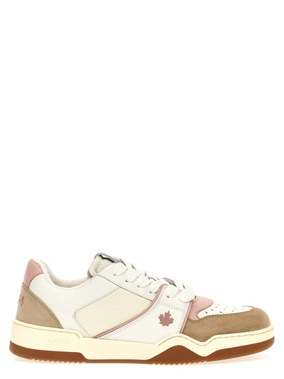 Dsquared2 Sneaker With Logo In Bianco Rosa Beige