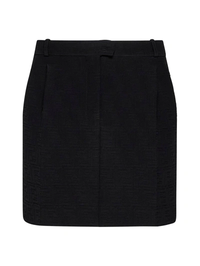 Fendi Ff Padded Silk Blend Mini Skirt In Black