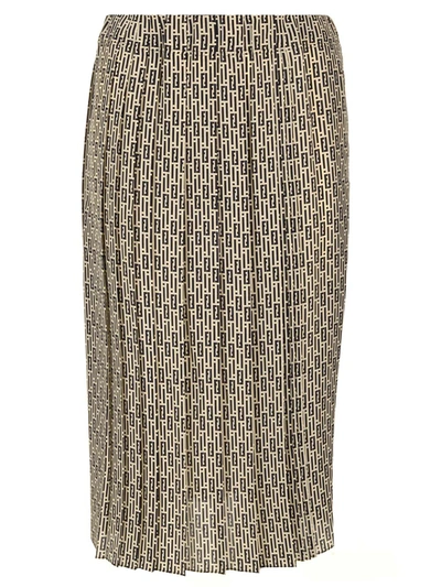 Fendi Printed Crepe Skirt In White