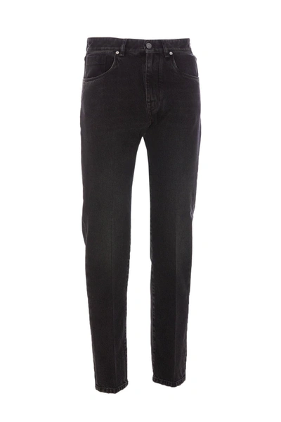 Fendi Logo Patch Straight-leg Jeans In Nero