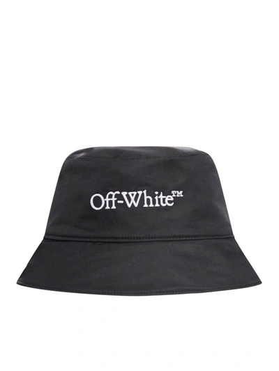 Off-white Logo Embroidered Bucket Hat In Black Whit