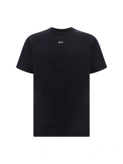 Off-white Black Cotton T-shirt In Black White