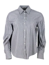 BRUNELLO CUCINELLI BRUNELLO CUCINELLI LONG-SLEEVED SHIRT MADE OF COTTON WITH A STRIPED PATTERN EMBELLISHED WITH BRIGHT 