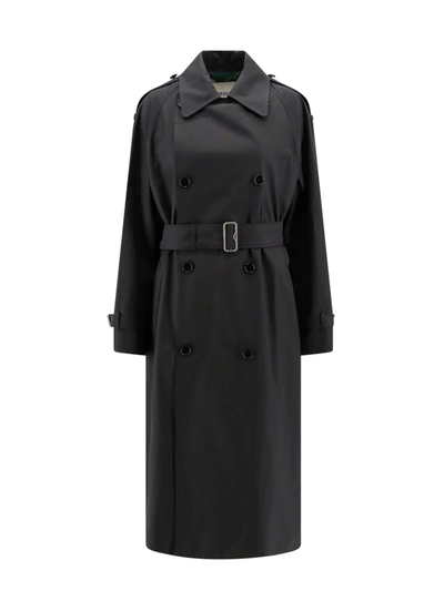 Burberry Belted Long Trench Coat In Navy