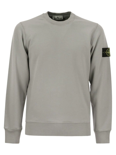Stone Island Logo Detail Crewneck Sweatshirt In Grey
