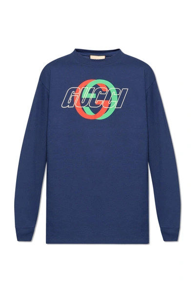 Gucci T-shirt With Logo In Inchiostro