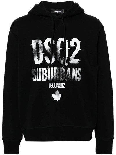 Dsquared2 Hooded Top In Cotton Jersey In Nero