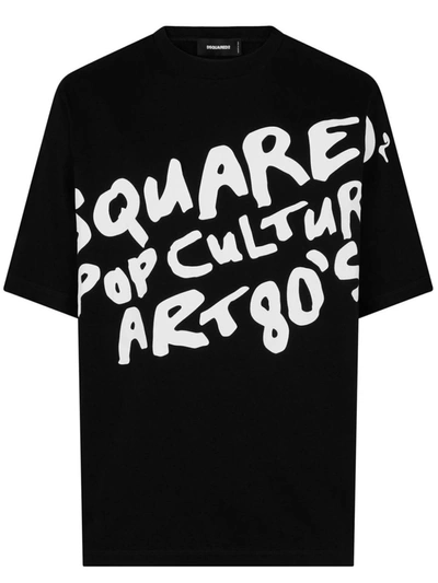 Dsquared2 Black Cotton T-shirt In Nero