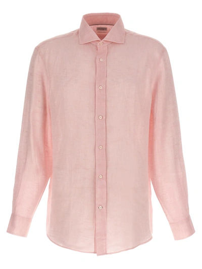 Brunello Cucinelli Linen Shirt In Pink
