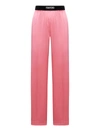 Tom Ford Jacquard-trimmed Stretch-silk Satin Wide-leg Pants In Pink