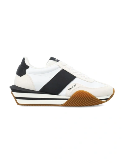Tom Ford James Low Top Trainers In White + Black