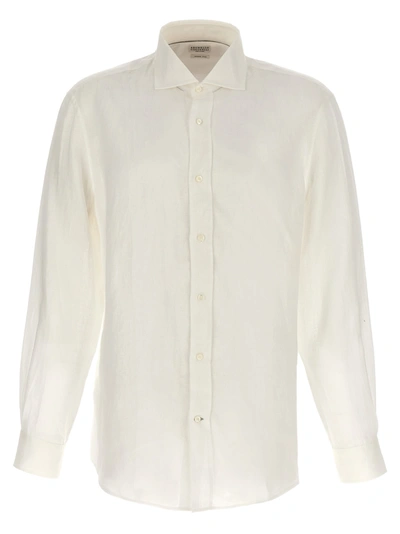 Brunello Cucinelli Linen Shirt In White