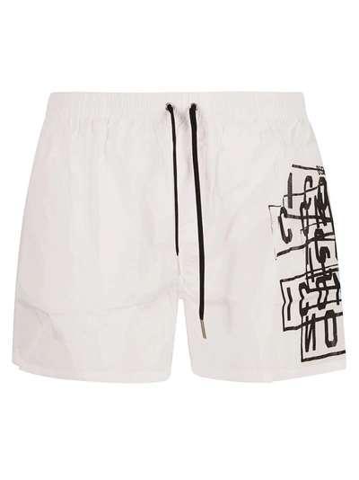 Dsquared2 Logo Detail Swimshorts In White/black