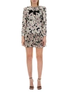 Alessandra Rich Womens Black Wht Multi Floral-print Pleated Silk Mini Dress In Multicolour