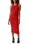 Michael Stars Wren Ribbed Midi Dress In Cardinal