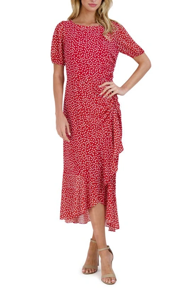 Julia Jordan Ruffle Trim Maxi Dress In Red/ White