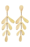 Panacea Linear Leaf Drop Earrings In Gold