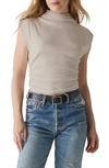 Michael Stars Amara Ruched Cowl Neck Rib T-shirt In Cement