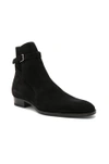 Saint Laurent Black Suede Wyatt Jodhpur Boots In Black