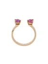 Delfina Delettrez 2 Dots Pink Sapphires Midi Fingertip Ring In Metallic