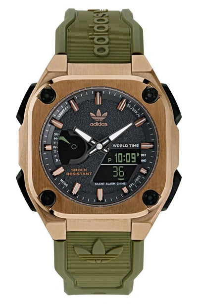 Adidas Originals Men's City Tech One Ip Bronze-plated Stainless Steel & Resin Strap Watch/45mm In Green