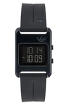 Adidas Originals Adidas Resin Case Silicone Strap Digital Watch, 31mm In Black